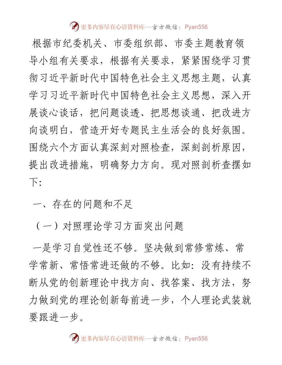 2023年第一批主题教育专题民主生活会国企负责人发言提纲.docx_第1页