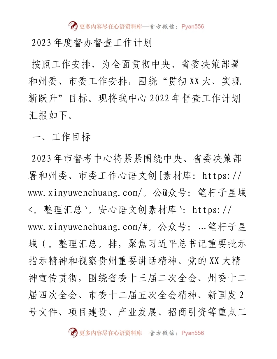 2023年度督办督查工作计划.docx_第1页