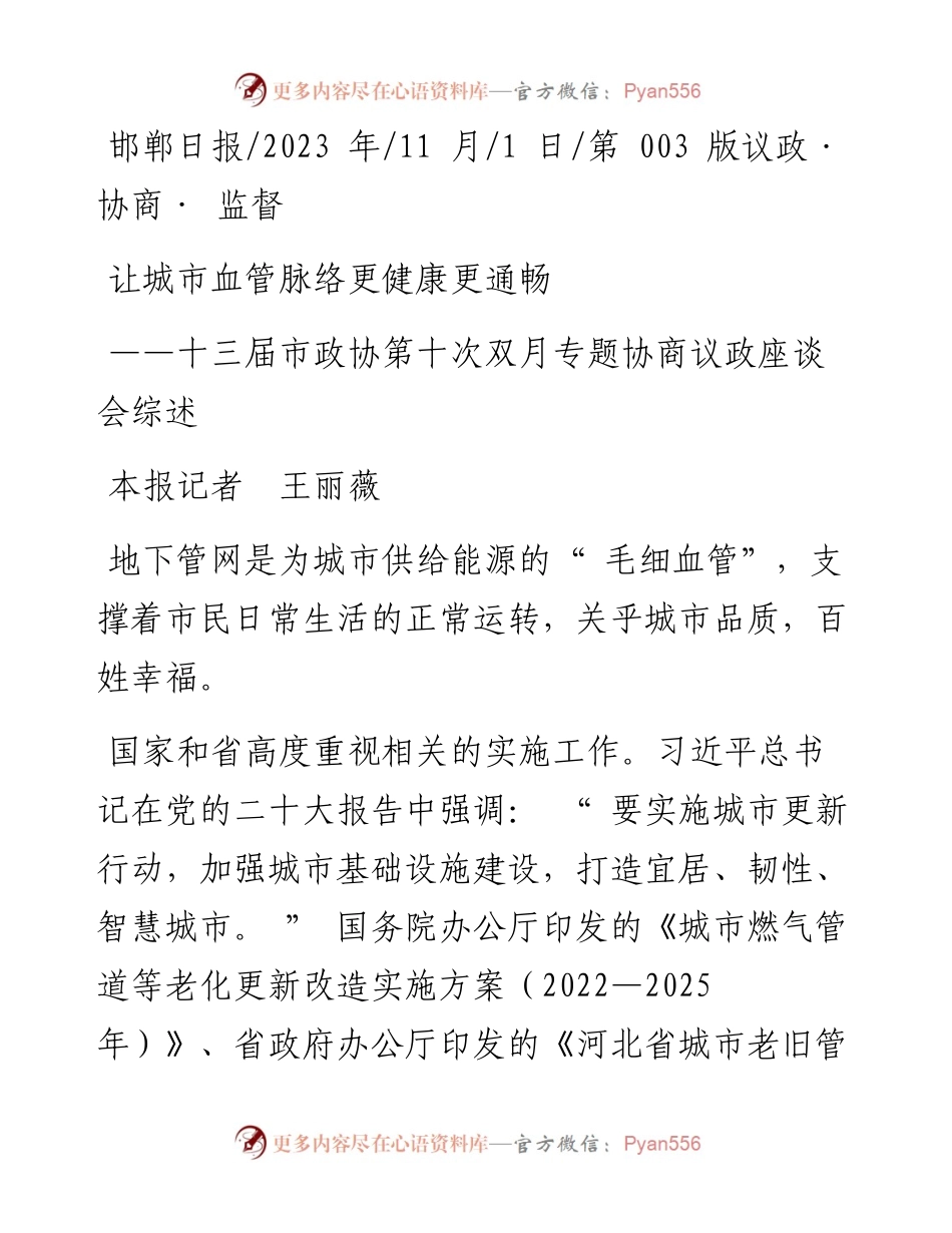 2023.11.01本报记者王丽薇：让城市血管脉络更健康更通畅——“政论文微博号”整理.docx_第1页