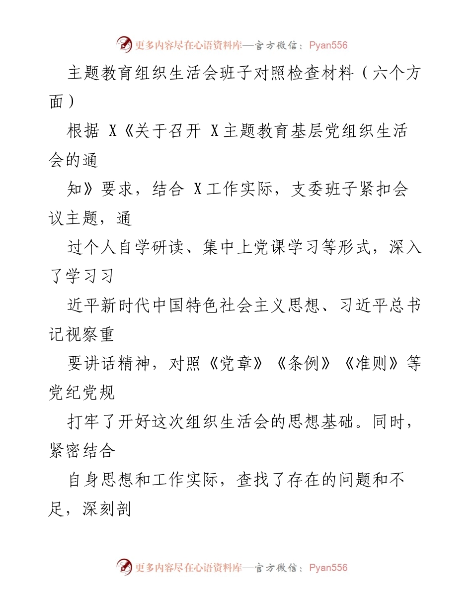 [发言] 主题教育组织生活会 - 班子对照检查材料总结_2.docx_第1页