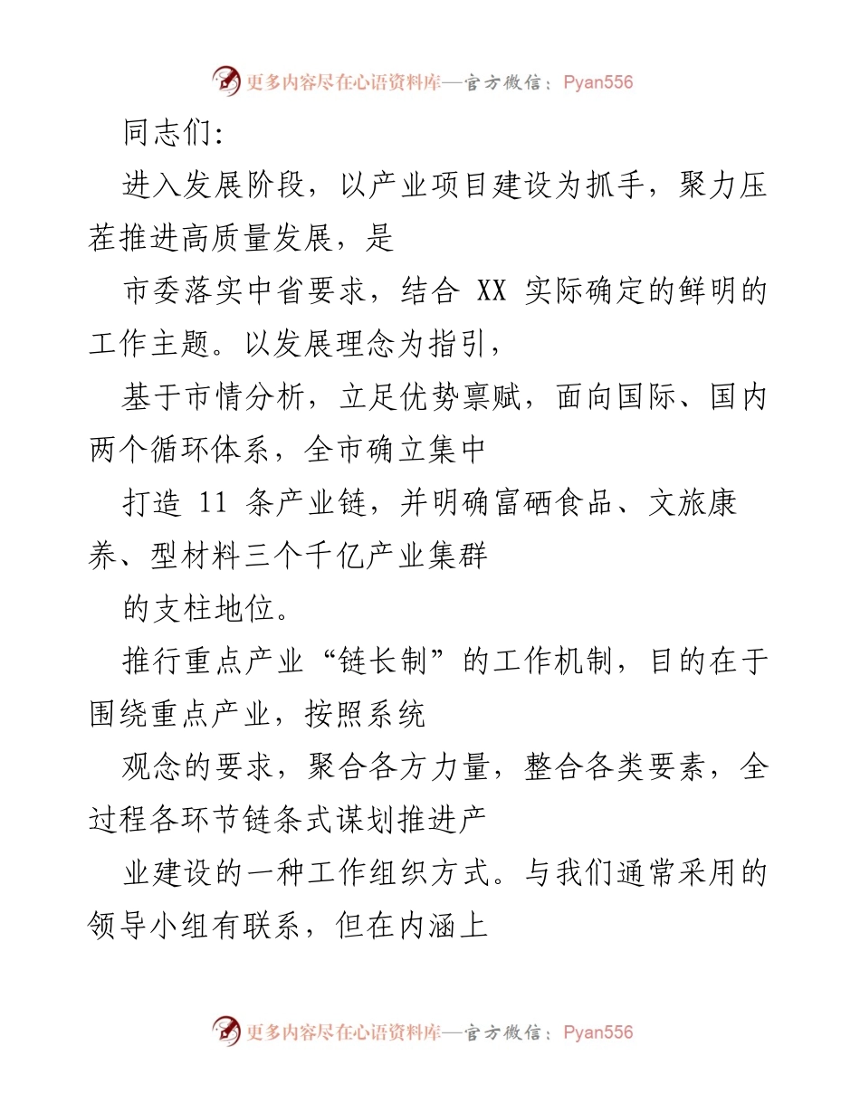 [发言] 产业项目建设推进会议 - 推动高质量发展：聚焦文旅康养产业建设.docx_第1页
