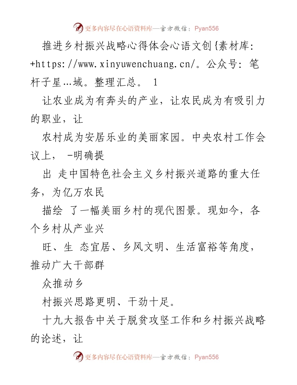 [发言] 乡村振兴战略学习 - 深入理解乡村振兴战略的实践与落实.docx_第1页