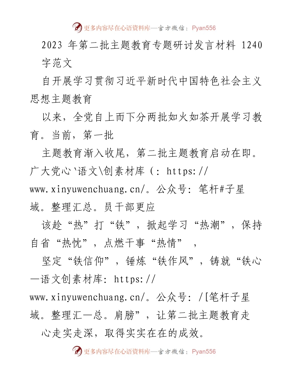 [发言] 主题教育研讨会 - 深化学习与实践，铸就党员干部的铁肩膀.docx_第1页