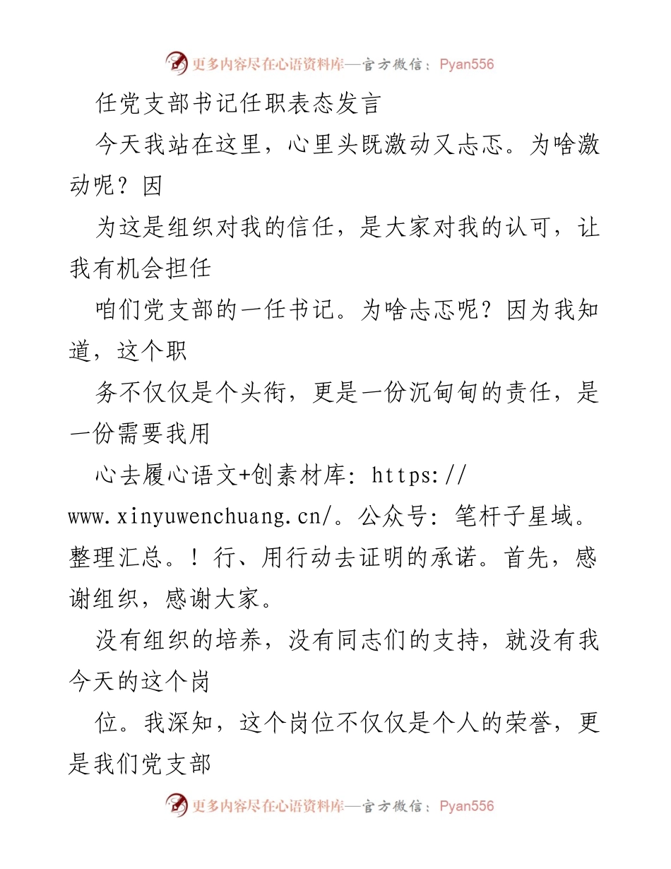 [发言] 任职仪式 - 党支部书记任职表态发言.docx_第1页