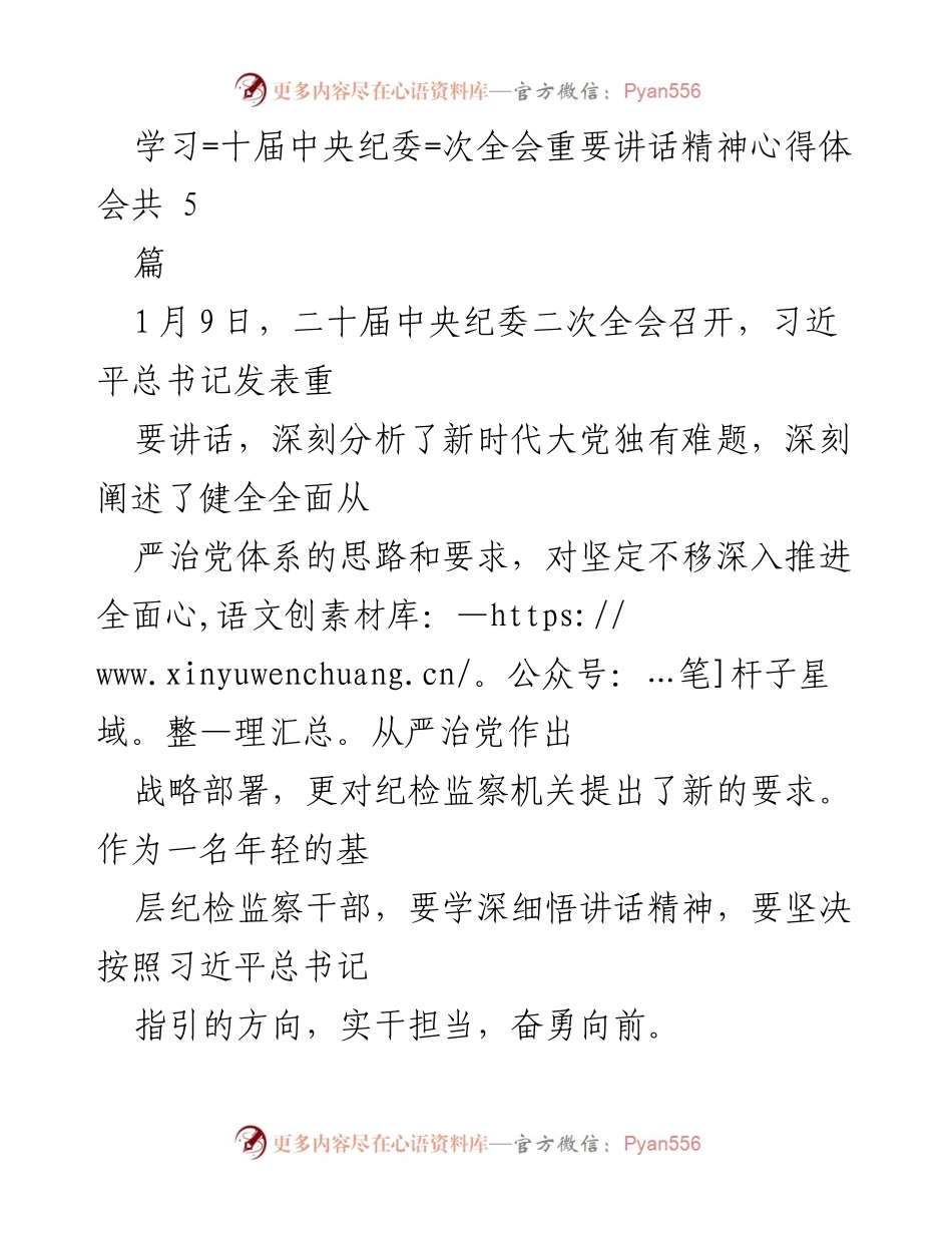 [发言] 二十届中央纪委二次全会 - 深入学习习近平总书记讲话精神的体会与实践.docx_第1页
