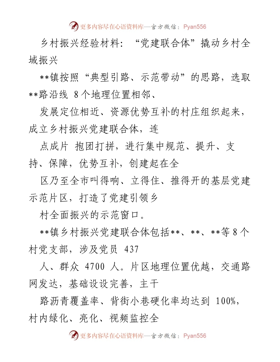 [发言] 乡村振兴大会 - “党建联合体”引领乡村全域振兴经验分享.docx_第1页