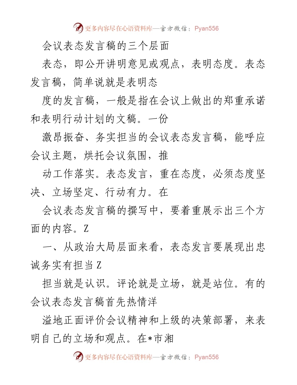 [发言] 会议 - 会议表态发言稿的撰写要点与策略.docx_第1页