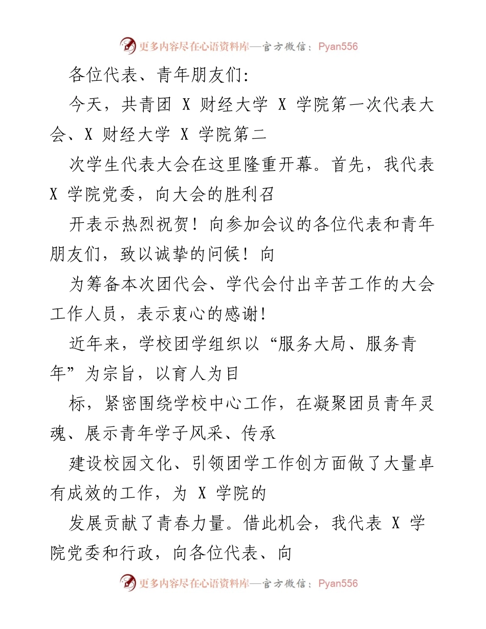 [发言] 代表大会 - 青年团体的使命与责任.docx_第1页
