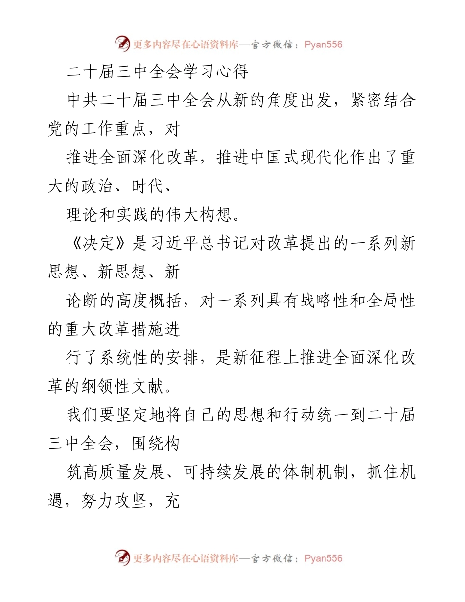 [发言] 二十届三中全会学习 - 深化改革的政治自觉与实践探索.docx_第1页