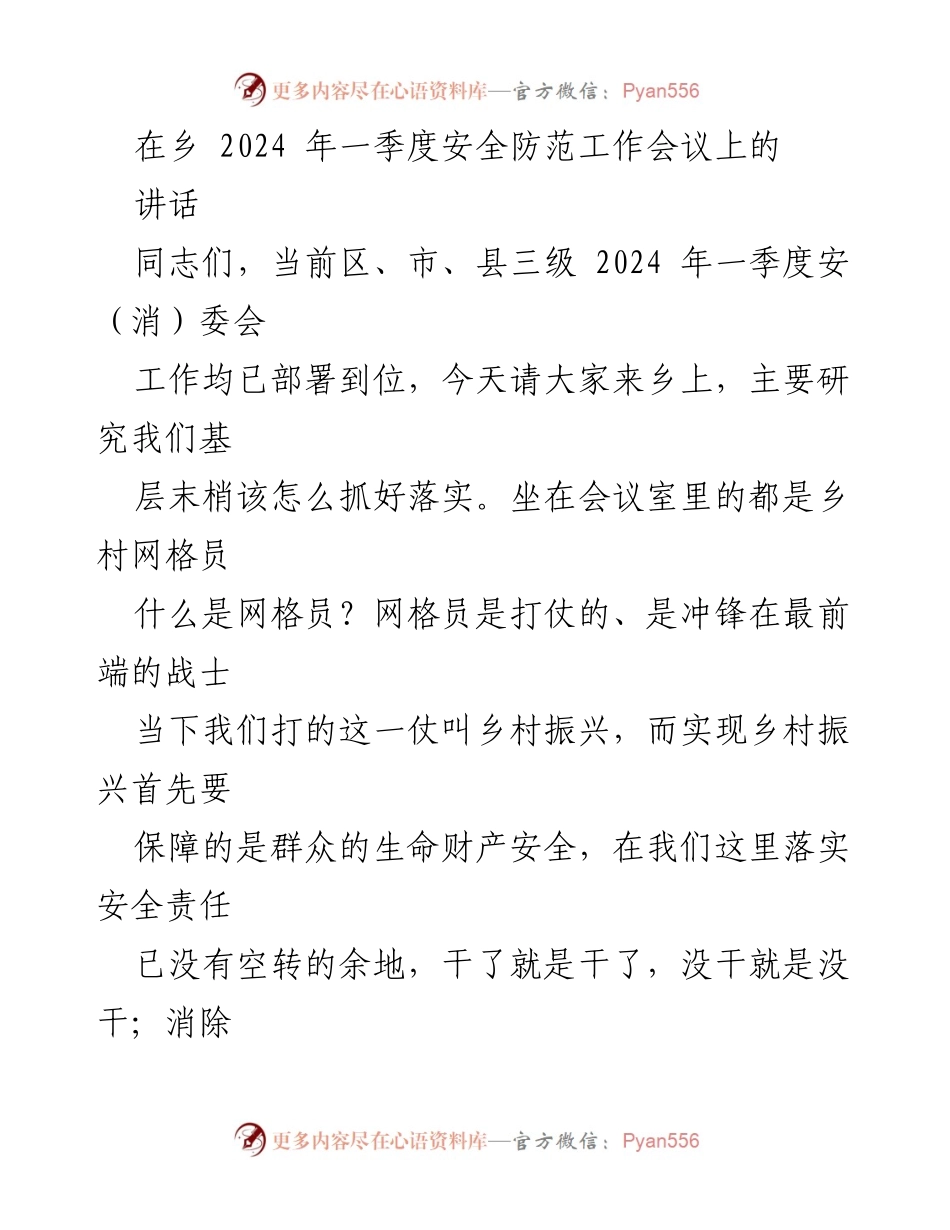 [发言] 乡镇安全防范工作会议 - 确保乡村安全防范的责任与方法.docx_第1页