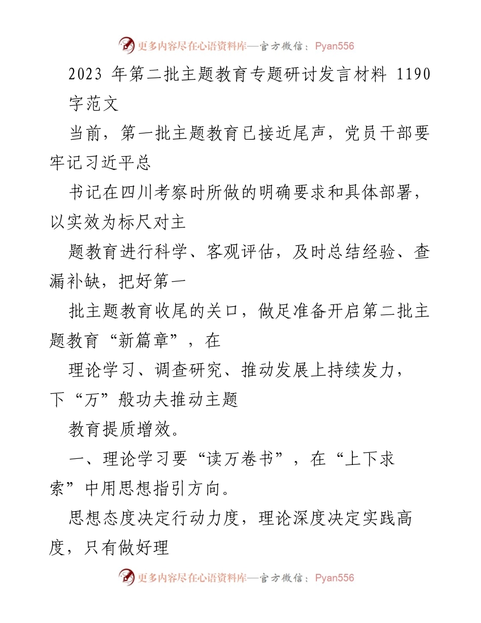 [发言] 主题教育研讨会 - 深化主题教育：理论学习、调查研究与推动发展并重.docx_第1页