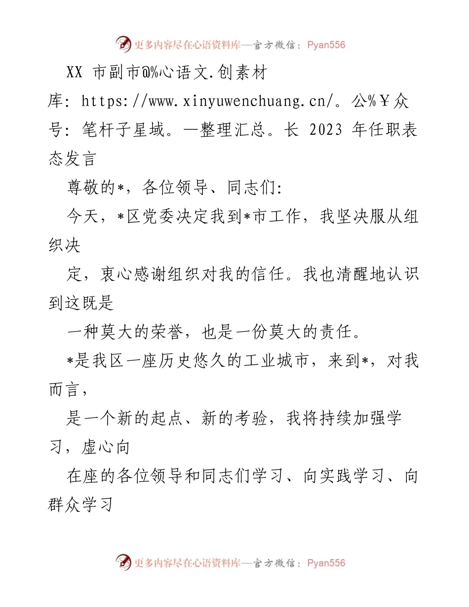 [发言] 任职表态 - 副市长任职表态发言：坚定信念、勇担责任、推动发展.docx_第1页
