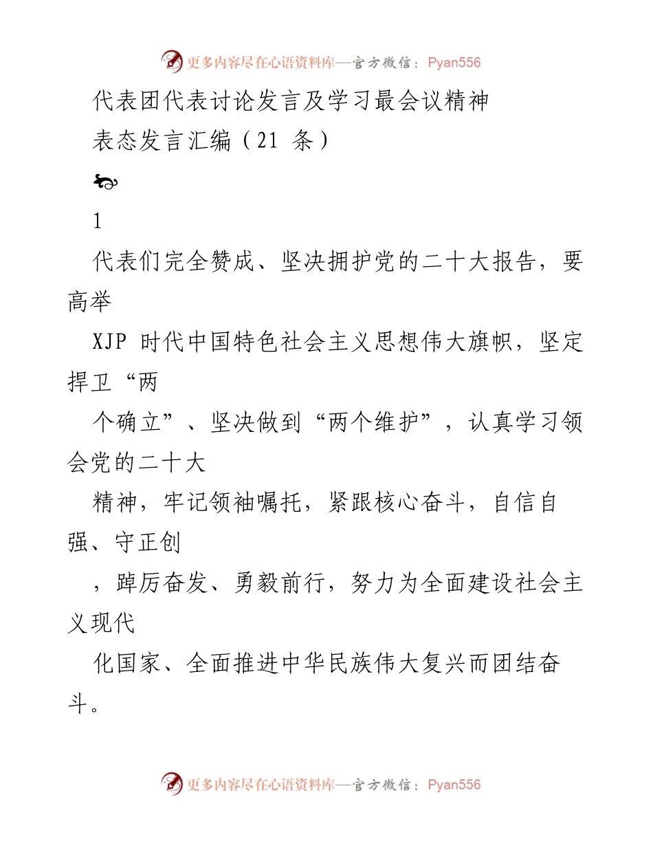 [发言] 代表团会议 - 党的二十大精神学习与发言汇编.docx_第1页