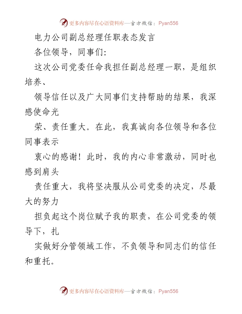 [发言] 任职仪式 - 副总经理任职表态发言.docx_第1页
