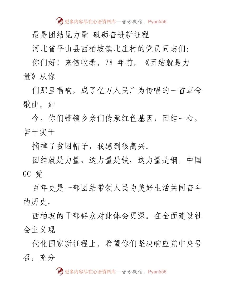 [发言] 乡村振兴 - 团结就是力量，砥砺奋进新征程.docx_第1页