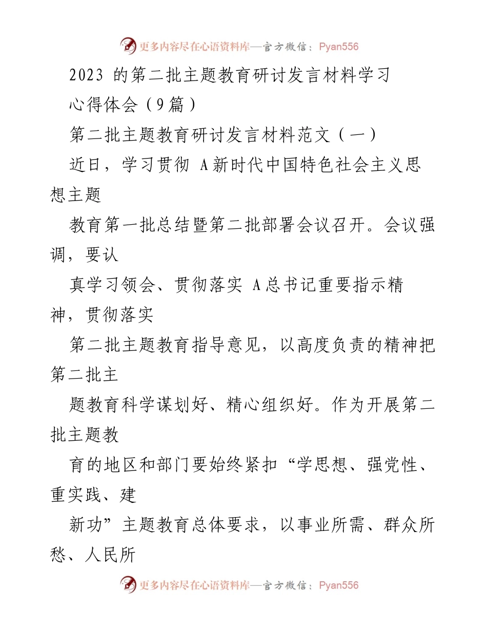 [发言] 主题教育研讨 - 深化学习与实践：推动第二批主题教育成效的思考与措施.docx_第1页