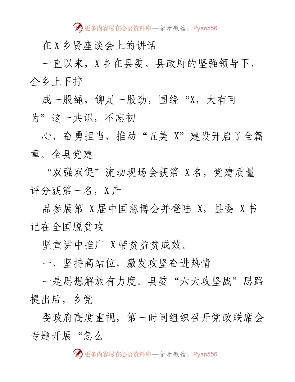 [发言] 乡贤座谈会 - 推动“五美 X”建设的实践与成效.docx_第1页