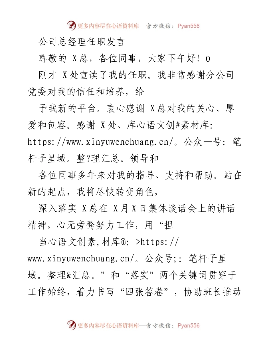 [发言] 任职仪式 - 新任总经理的任职表态发言.docx_第1页