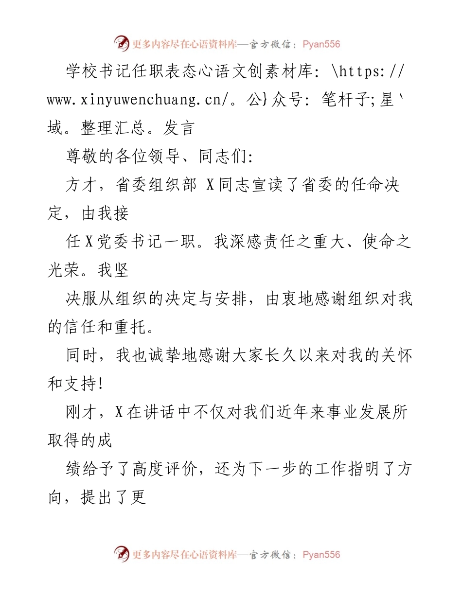 [发言] 任职仪式 - 新任党委书记的表态发言.docx_第1页