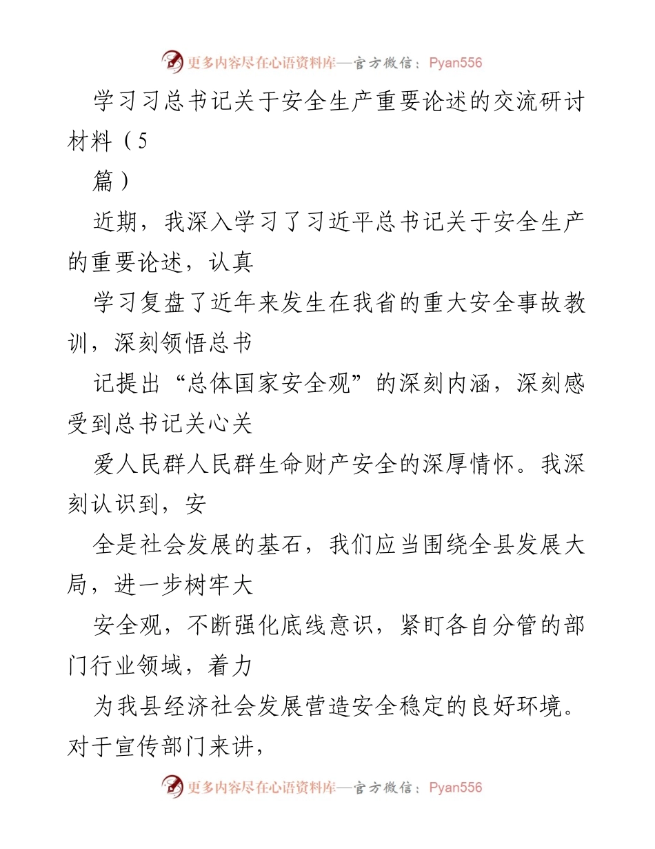 [发言] 交流研讨会 - 深刻理解安全生产与意识形态安全的重要性.docx_第1页