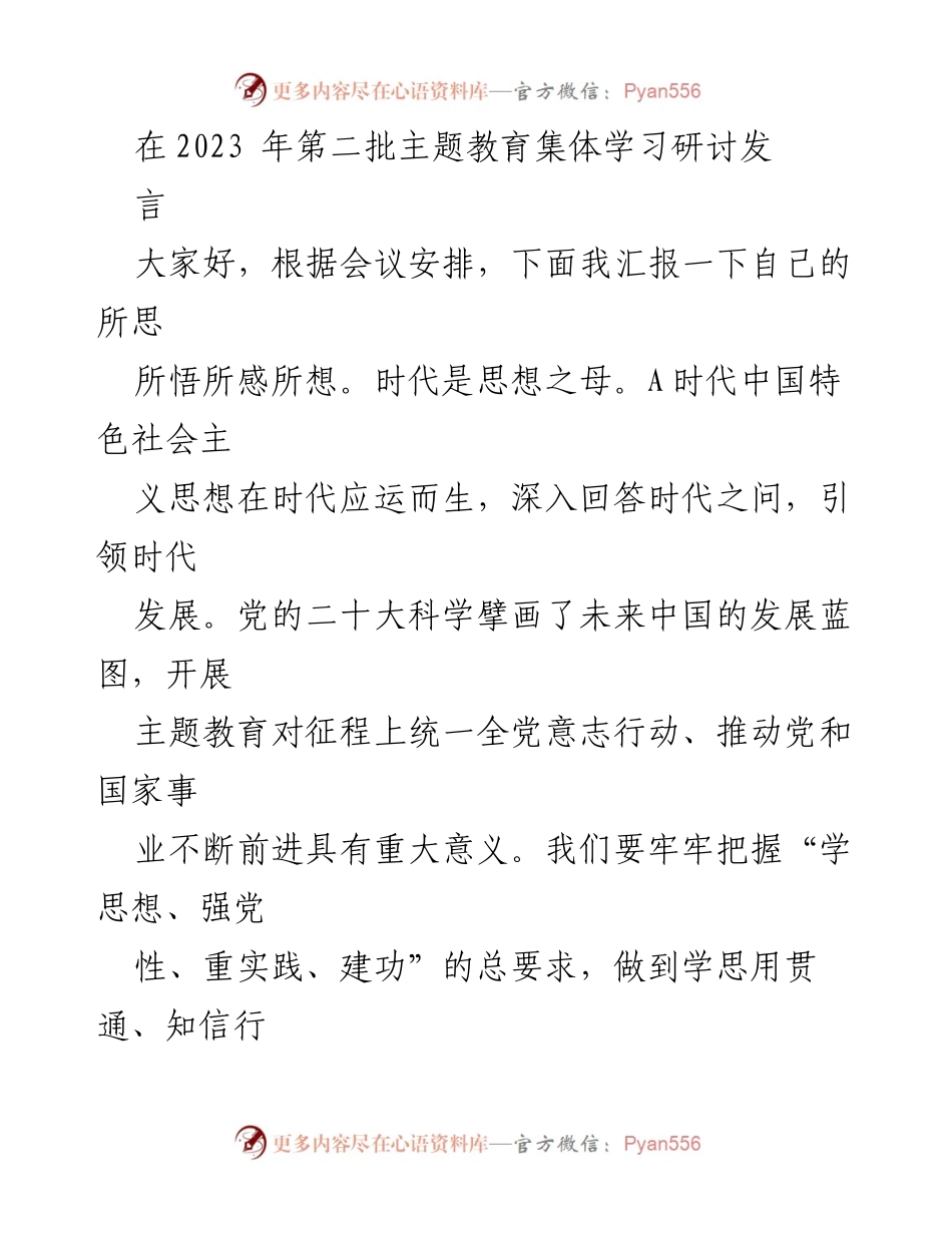 [发言] 主题教育集体学习研讨 - 深化思想教育，坚定理想信念与政治担当.docx_第1页