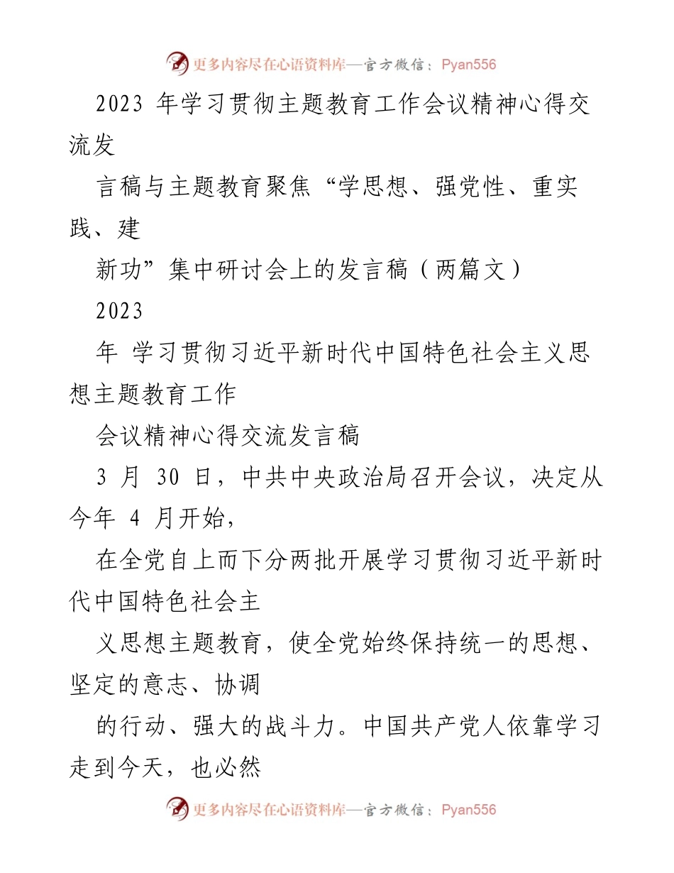 [发言] 主题教育集中研讨会 - 深刻理解主题教育的重要性与实践意义.docx_第1页