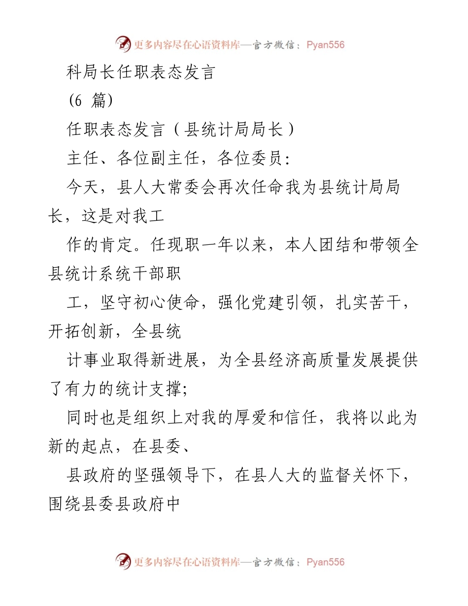 [发言] 任职表态 - 县局长任职表态发言总结.docx_第1页