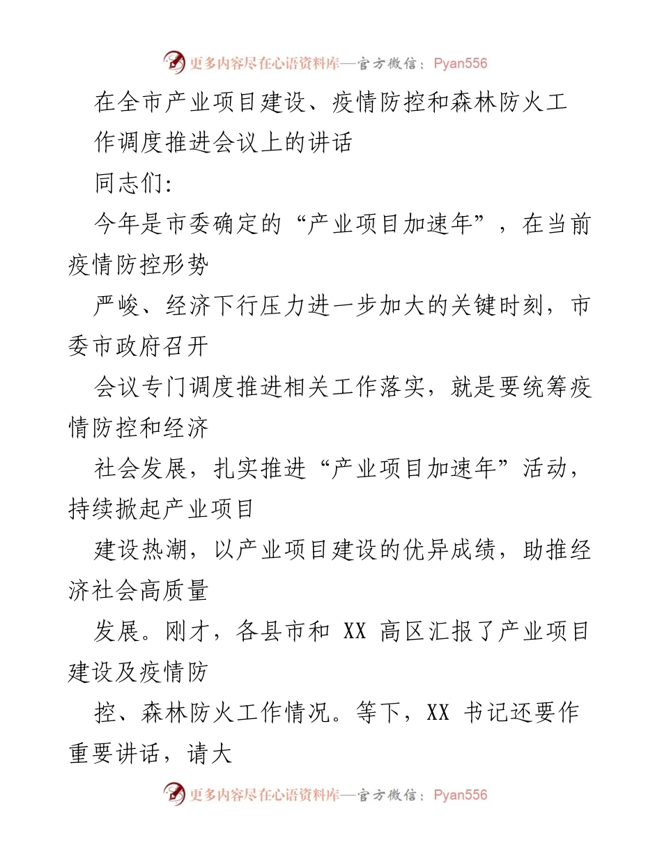 [发言] 产业项目建设推进会议 - 加速产业项目建设，助力经济高质量发展.docx_第1页