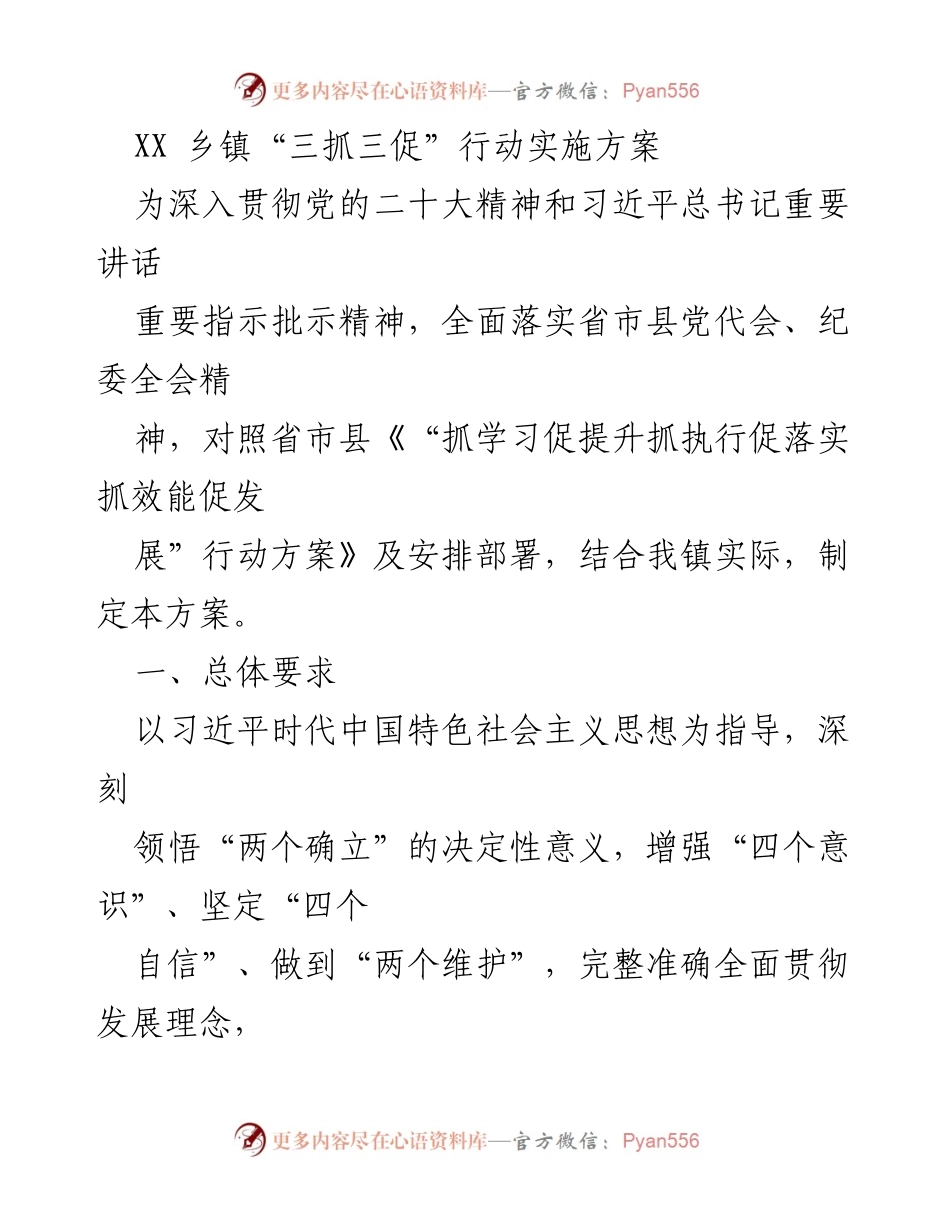 [发言] 乡镇会议 - XX乡镇“三抓三促”行动实施方案解读.docx_第1页
