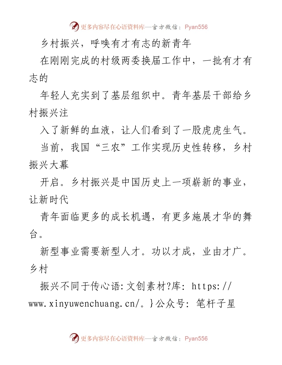 [发言] 乡村振兴大会 - 新时代青年与乡村振兴的机遇与挑战.docx_第1页