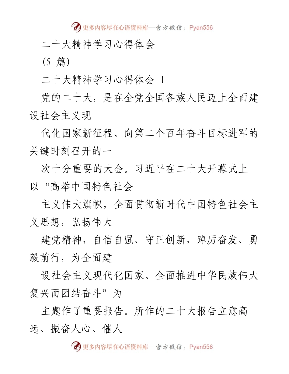 [发言] 二十大精神学习会 - 深刻领悟二十大精神，坚定信念，推动伟大复兴.docx_第1页