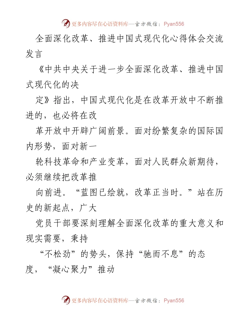 [发言] 交流会 - 深化改革与现代化的实践路径探讨.docx_第1页