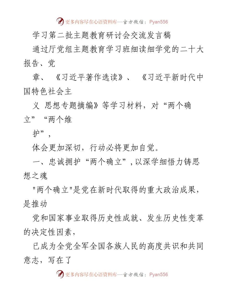 [发言] 主题教育研讨会 - 深入学习“两个确立”和“两个维护”的审计实践与体会.docx_第1页