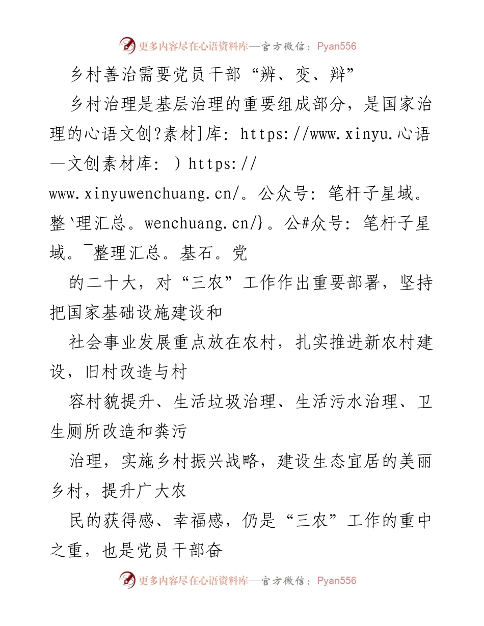 [发言] 乡村治理研讨会 - 乡村善治的“辨、变、辩”之道.docx_第1页