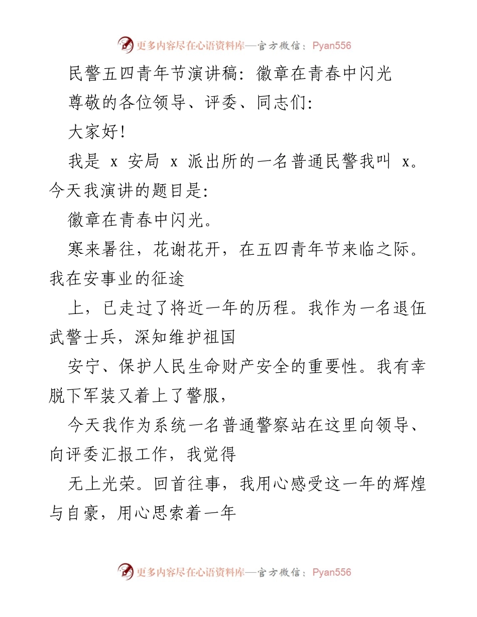 [发言] 五四青年节 - 徽章在青春中闪光_2.docx_第1页