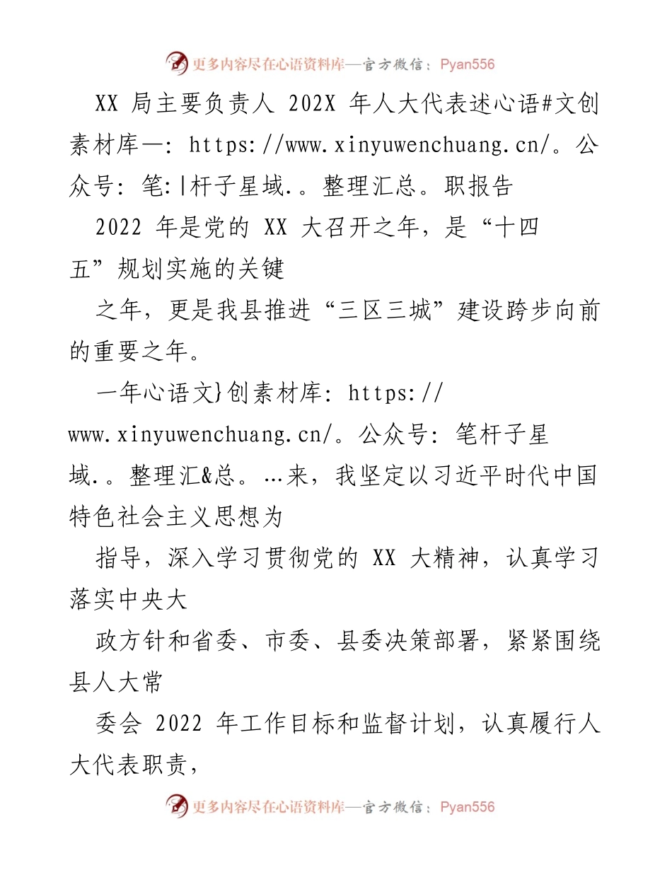 [发言] 人大代表述职 - XX 局负责人2022年履职报告总结.docx_第1页