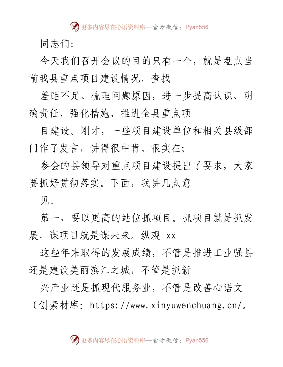 [发言] 会议 - 加强项目建设，明确责任与措施.docx_第1页