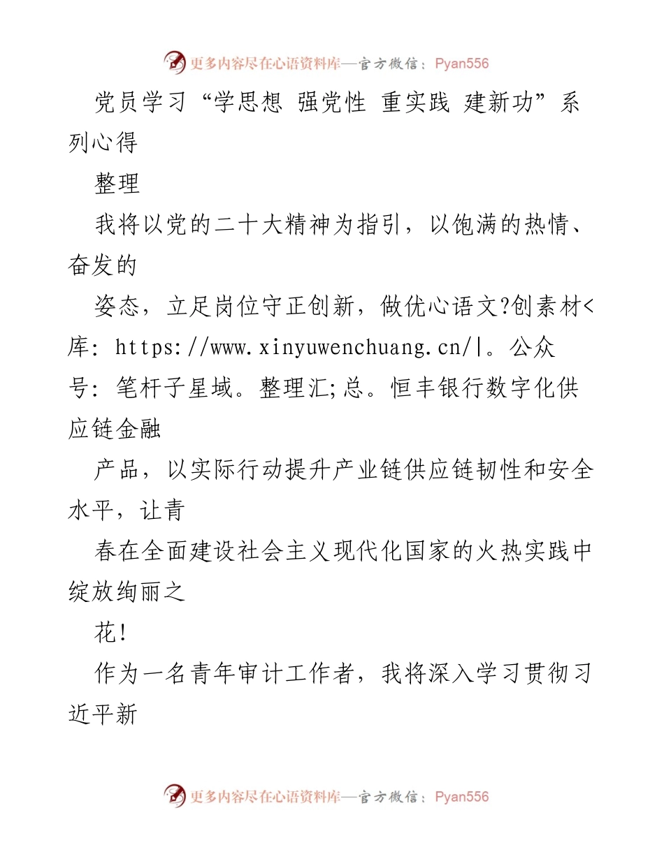 [发言] 党员学习会 - 深入学习贯彻习近平新时代中国特色社会主义思想，推动高质量发展与青年担当.docx_第1页