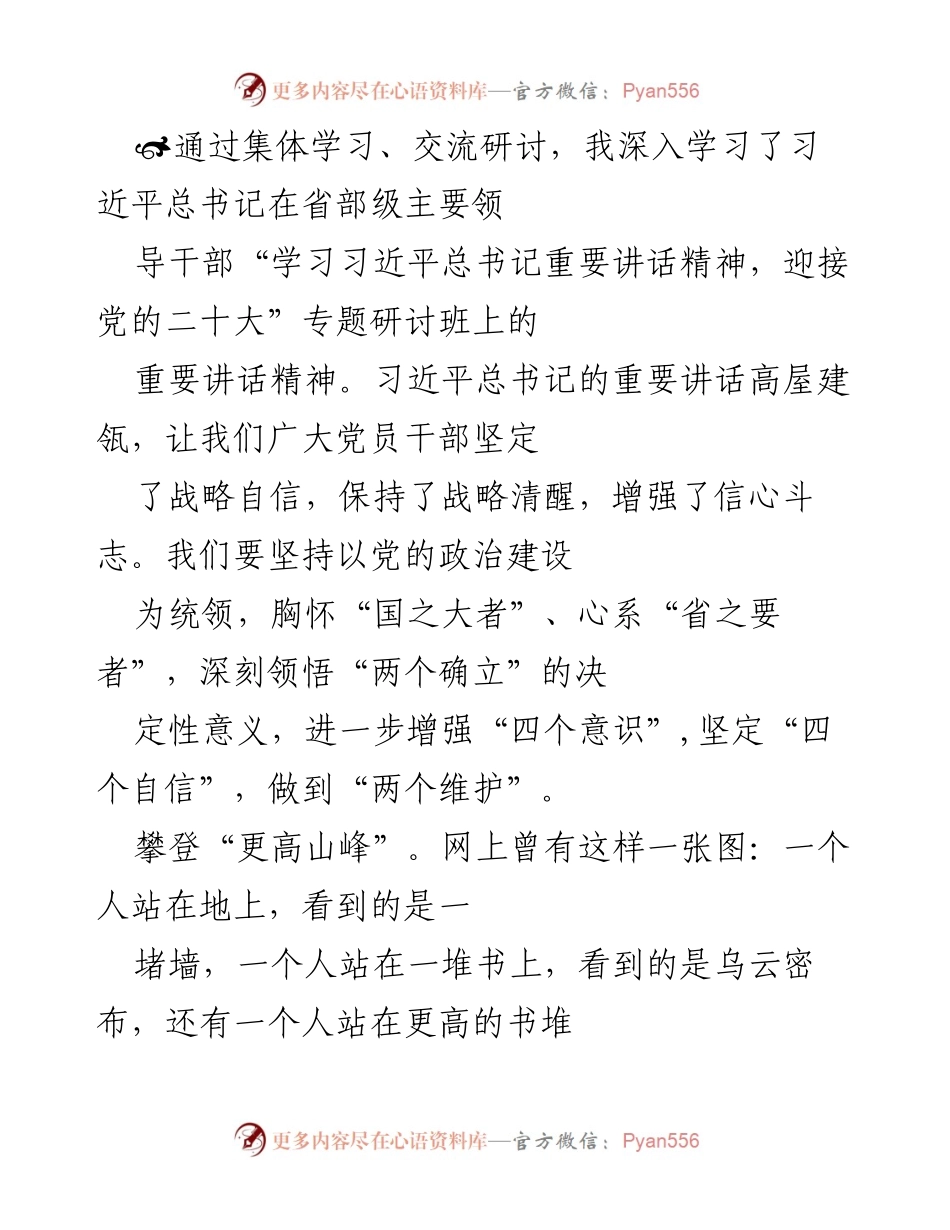 [发言] 党员干部学习研讨会 - 深入学习习近平总书记重要讲话精神，坚定信仰与为民情怀.docx_第1页