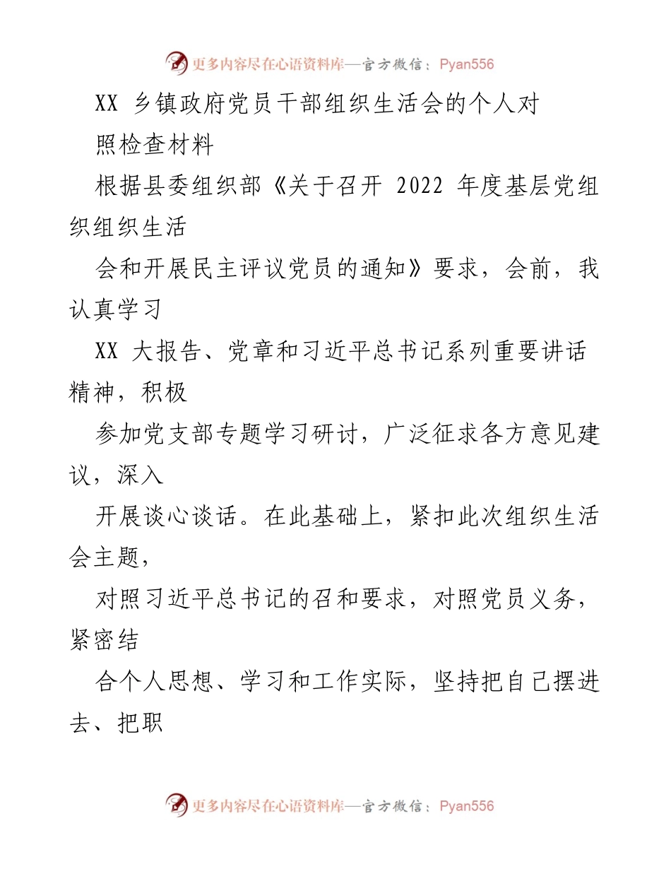 [发言] 党员干部组织生活会 - 党员干部自我检视与改进措施报告.docx_第1页