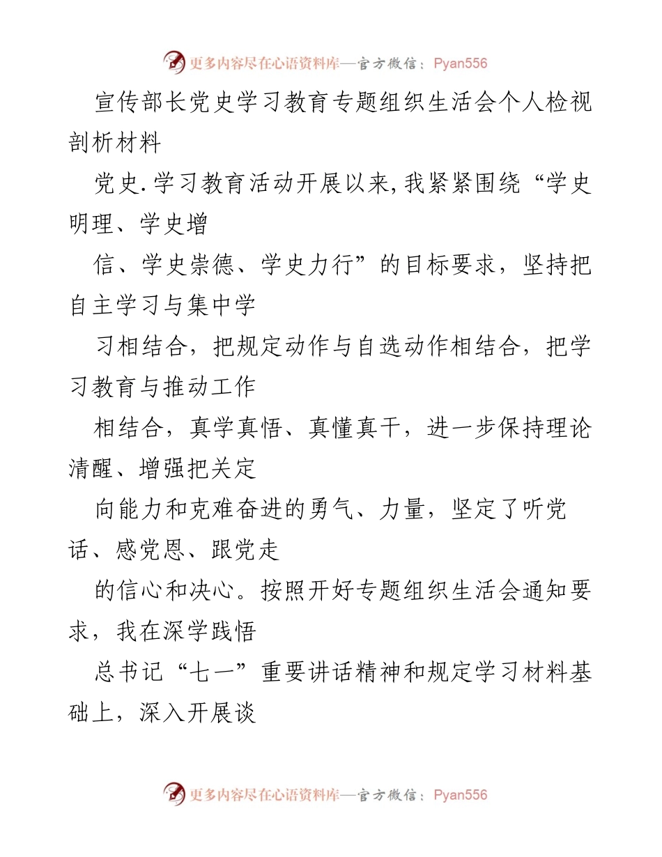 [发言] 党史学习教育专题组织生活会 - 深入检视剖析，坚定信念与担当.docx_第1页