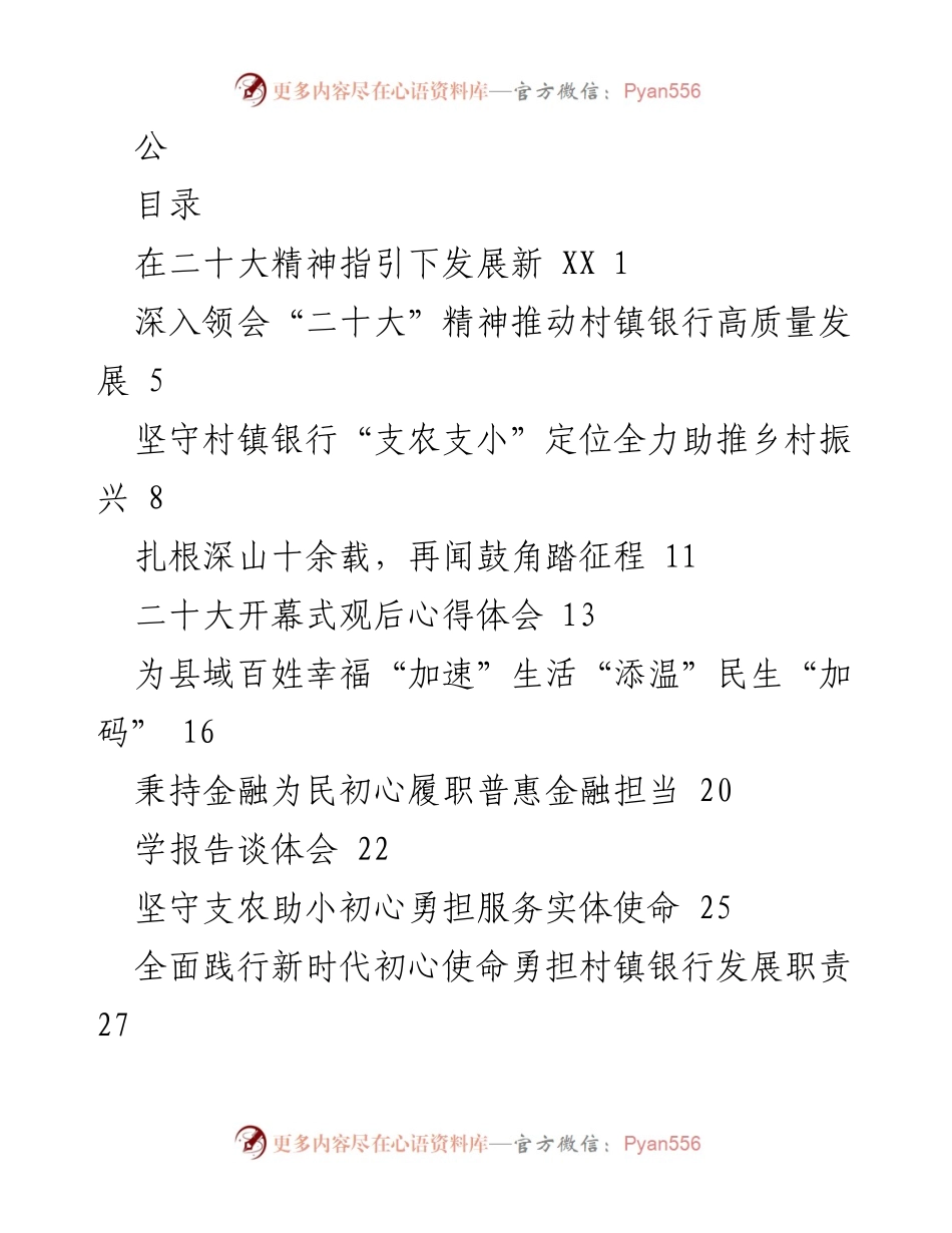 [发言] 会议 - 在二十大精神指引下推动村镇银行高质量发展.docx_第1页