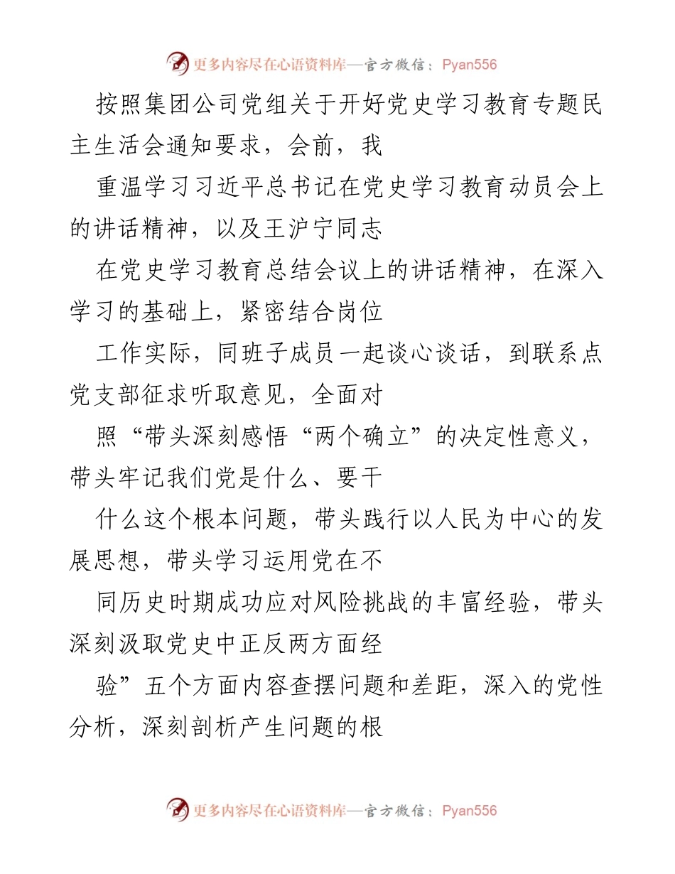 [发言] 党史学习教育专题民主生活会 - 个人对照检视情况汇报_3.docx_第1页