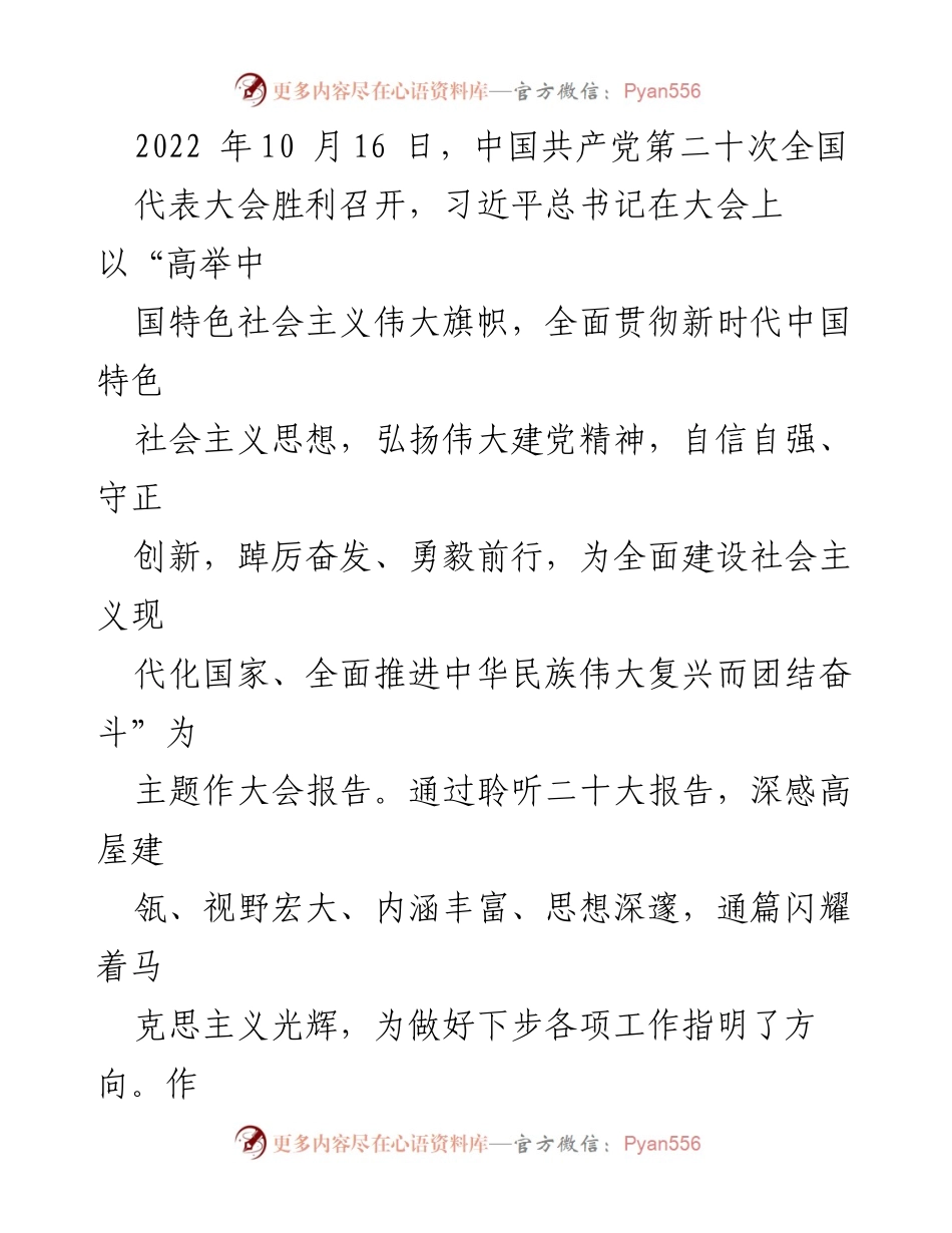 [发言] 会议 - 深刻领悟二十大精神，奋力谱写社会主义现代化新篇章.docx_第1页