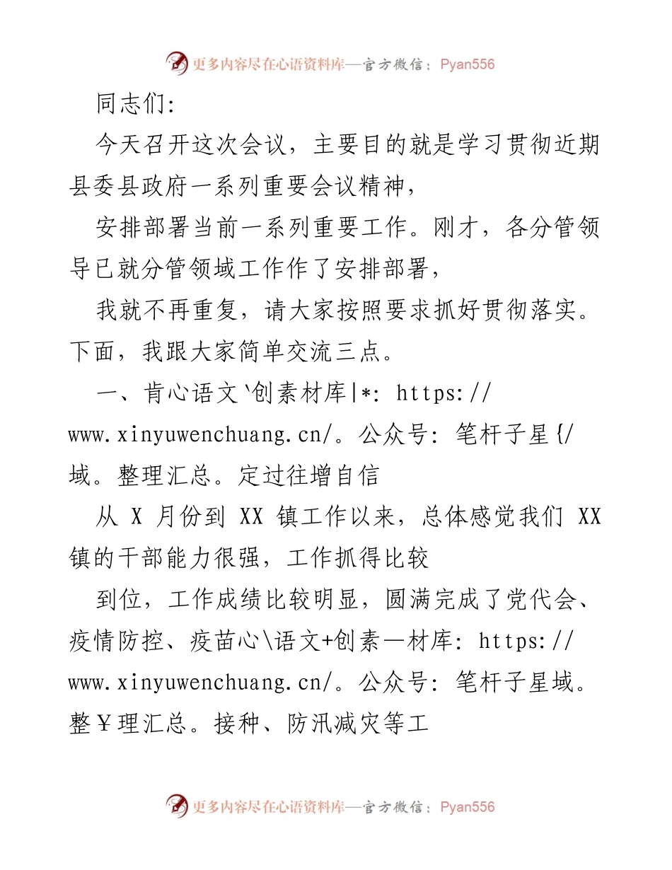 [发言] 会议 - 学习贯彻县委县政府会议精神，推动乡村振兴发展.docx_第1页
