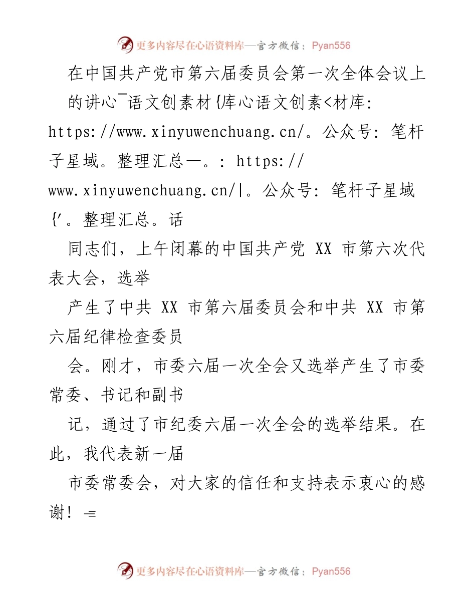 [发言] 党代会 - 新一届市委的使命与目标.docx_第1页