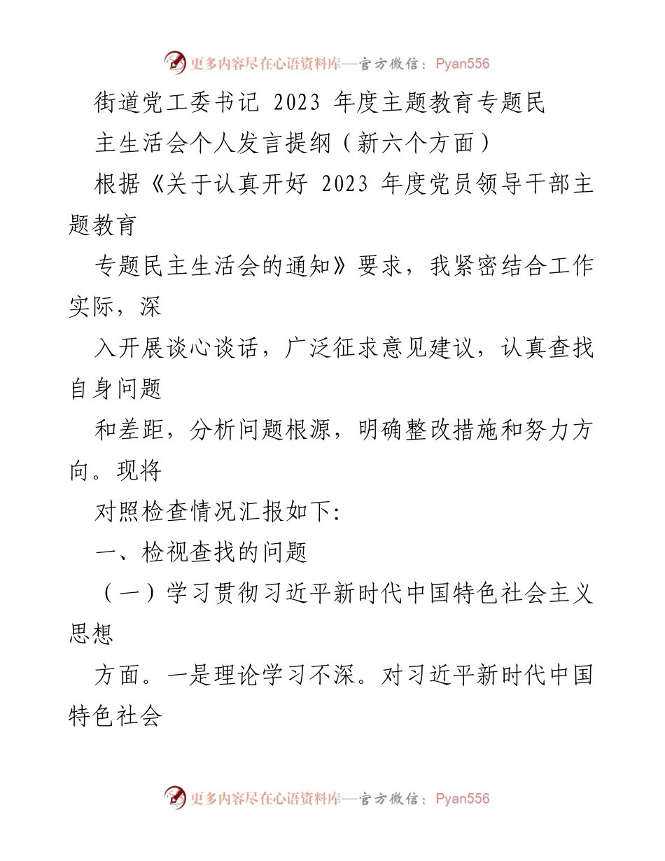 [发言] 党员领导干部主题教育专题民主生活会 - 深入检视问题，提升政治素养与责任担当.docx_第1页