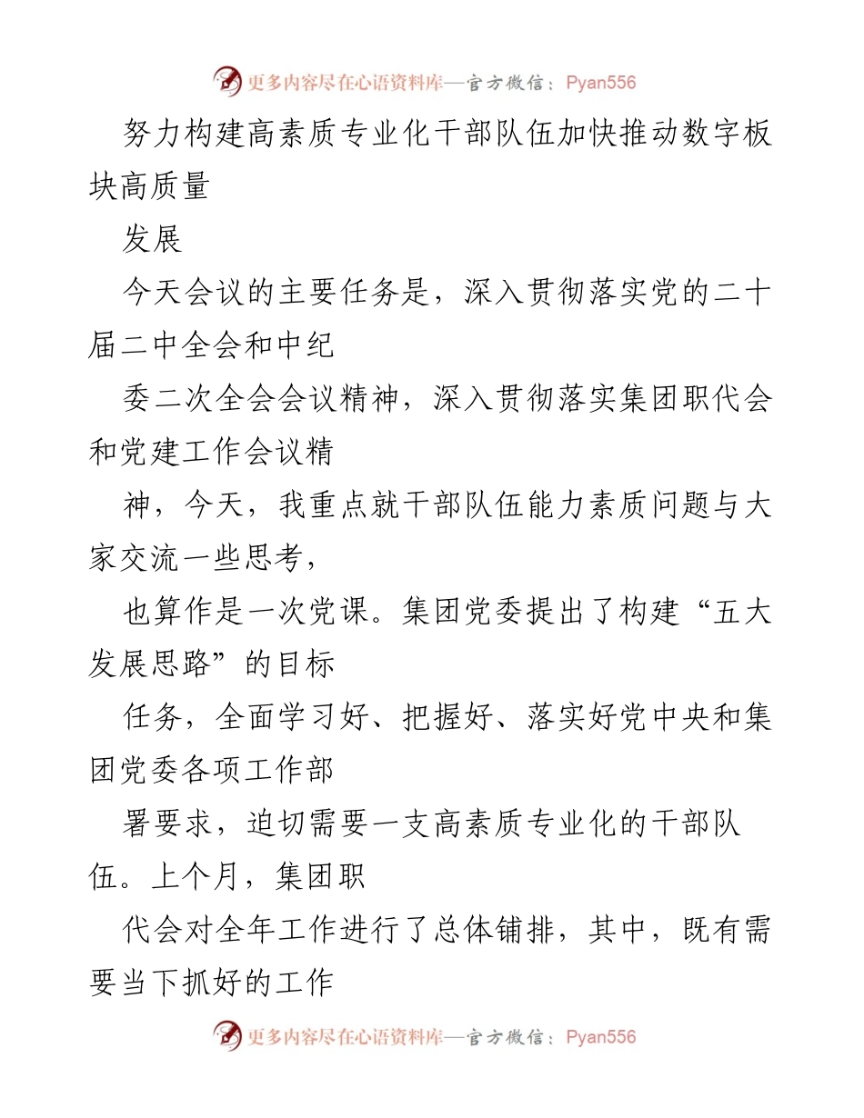 [发言] 会议 - 提升干部队伍素质以推动数字化高质量发展.docx_第1页
