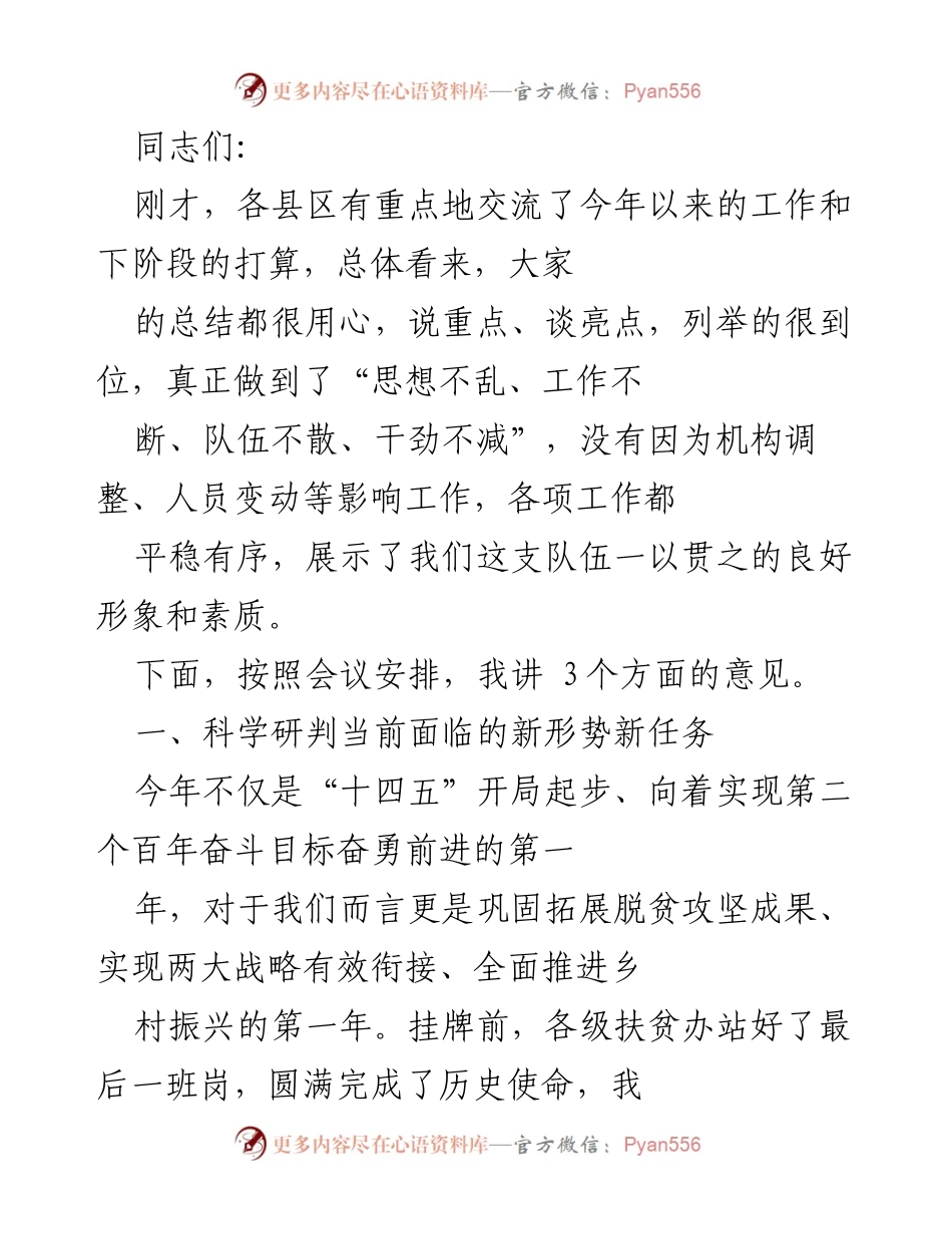 [发言] 会议 - 新形势下乡村振兴的战略思考与工作部署.docx_第1页