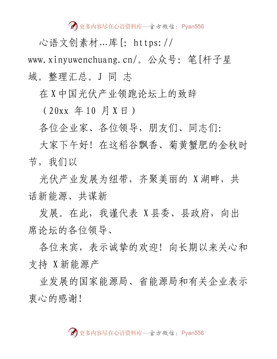 [发言] 光伏产业论坛 - 推动光伏产业发展的新未来.docx_第1页